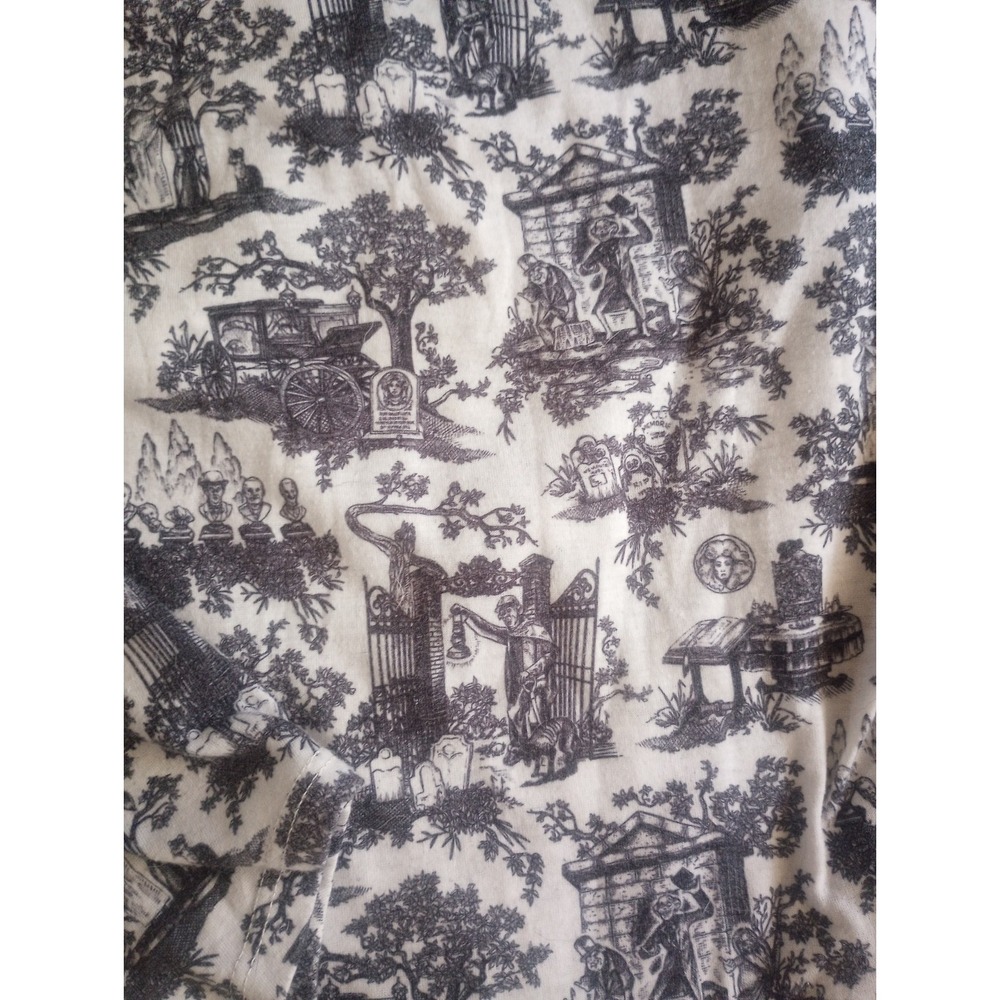 Rare Disney Park L Black Cream Lace Haunted Mansion Toile Women's Top Halloween